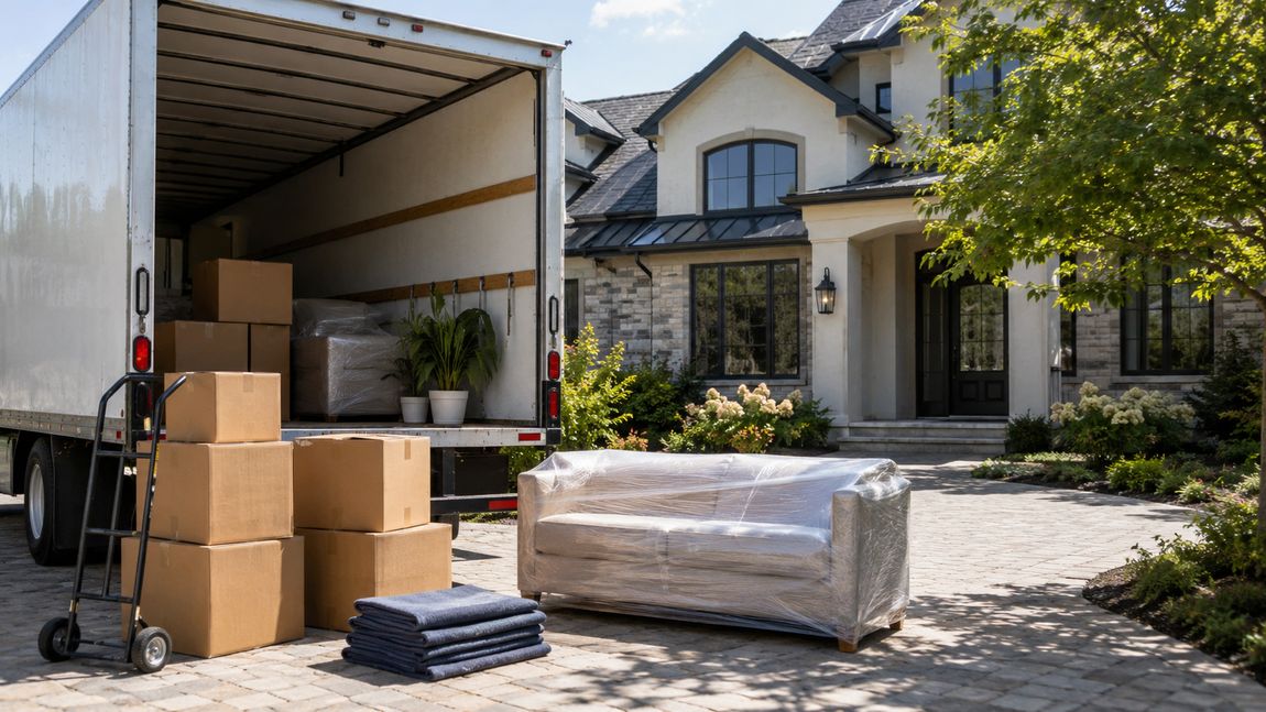 Movers loading a truck on moving day